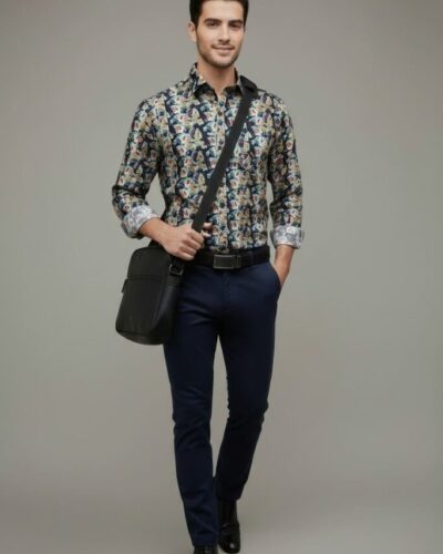 mazhka riza sharena pamuk likra slim fit 1 mazhka riza sharena pamuk likra slim fit 1