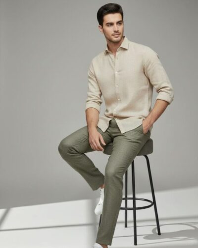 mazhki riza bezhova 100 len slim fit 1 mazhki riza bezhova 100 len slim fit 1